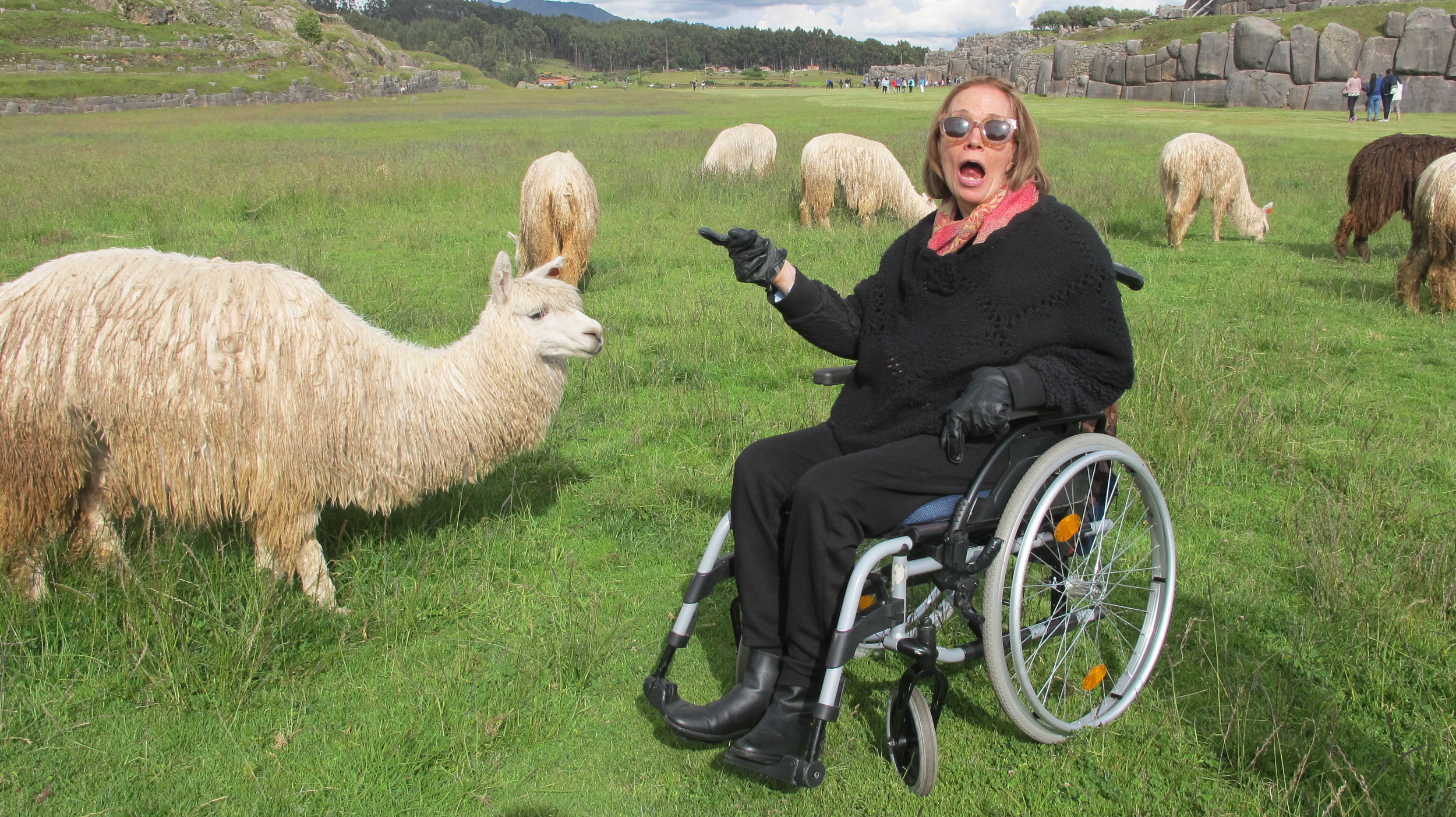 Olga Ospina with alpacas