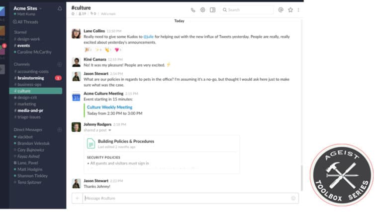 AGEIST Tool Box: Slack for Team Messaging